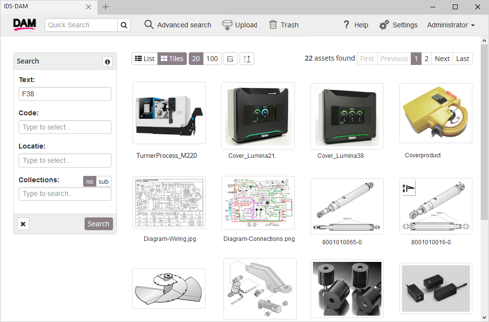 DAMscreen – search results