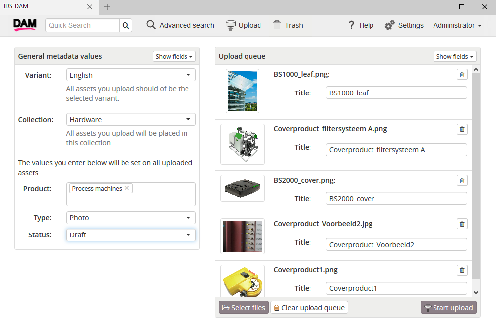 DAMscreen – upload